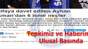 Tepkimiz ve Haberimiz Ulusal Basında