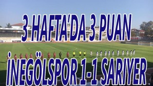 3 HAFTA’DA 3 PUAN İNEGÖLSPOR 1 – 1 SARIYER